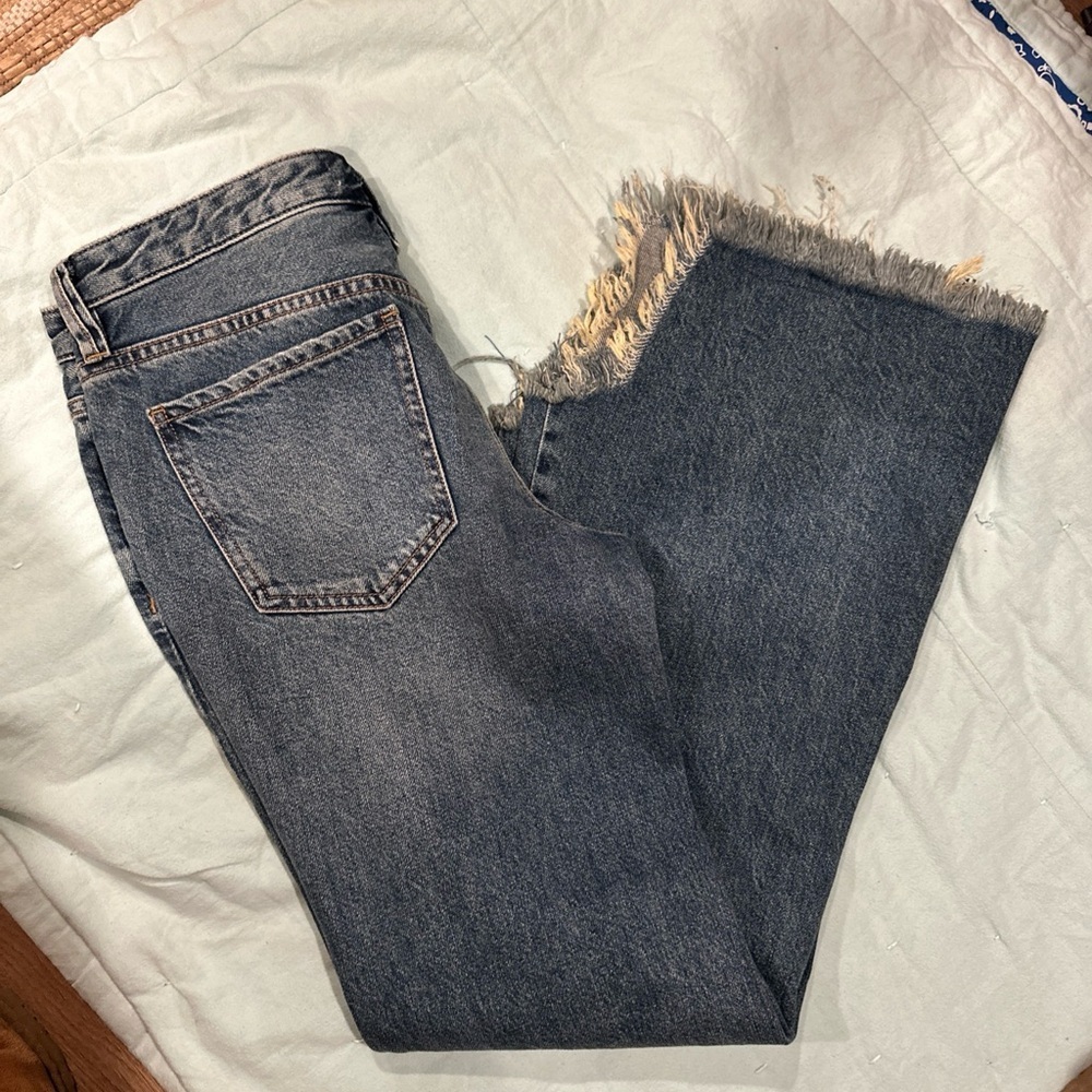 WE THE FREE WOMENS JEANS 28 WIDE LEG DISTRESS BLUE - Picture 3 of 10